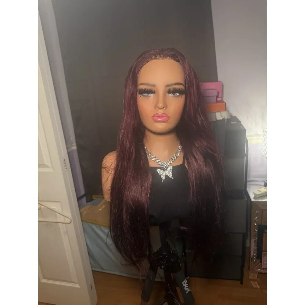 13x4 Wine Burgundy Human Hair Lace Front Wig
